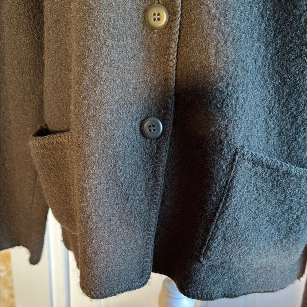 Vintage Requirements Olive/Gray Boiled Wool Blazer with Notched Collar - Picture 6 of 12